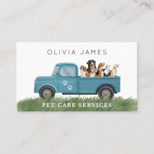 Dog walker van pet care service visitekaartje (Voorkant)