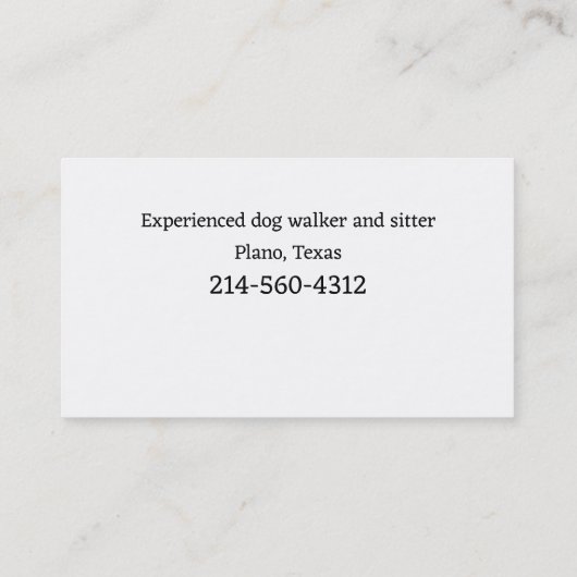 Dog Walker Visitekaartje (Achterkant)