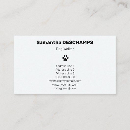 Dog Walker Visitekaartje (Achterkant)