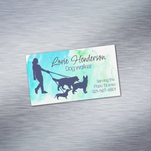 Dog Walker Visitekaartje Magnet Magnetisch Visitekaartje (Voorbeeld)