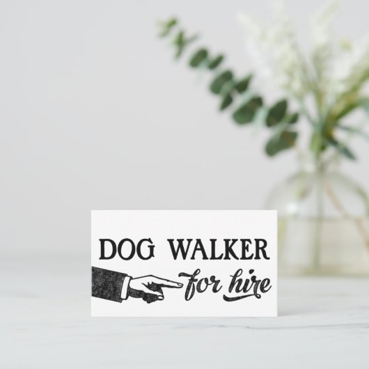 Dog Walker Visitekaartjes - Koel Vintage (Staand voorkant)