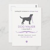 Dog Walker Walker Business Postcard Adverteren Briefkaart (Voorkant / Achterkant)