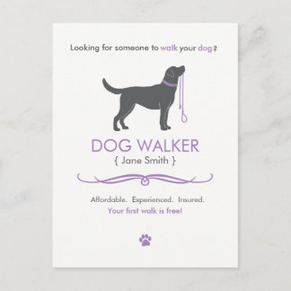 Dog Walker Walker Business Postcard Adverteren Briefkaart