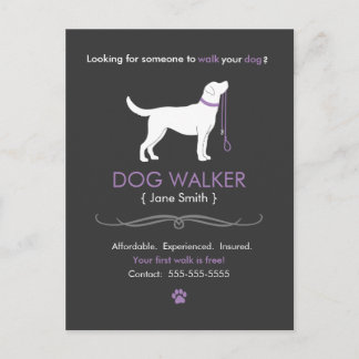 Dog Walker Walker Business Postcard Adverteren Briefkaart