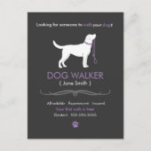 Dog Walker Walker Business Postcard Adverteren Briefkaart (Voorkant)