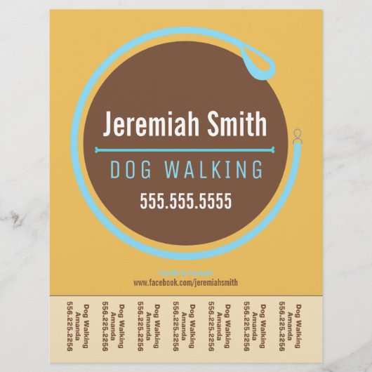 Dog Walker Walker Loop Loop Blue Tear Sheet Flyer (Voorkant)