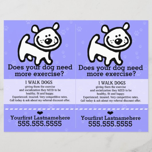 Dog Walker.Walking.2 voor 1.. Flyer (Voorkant)