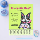 Dog Walker Walking Boston Tear Sheet Flyer (Enkel)