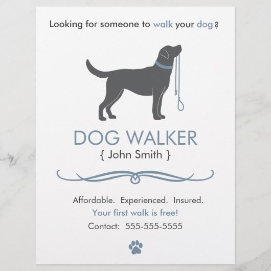 Dog Walker/Walking Business Flyer-Sjabloon Flyer (Voorkant)