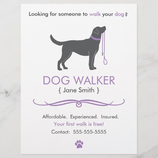 Dog Walker/Walking Business Flyer-Sjabloon Flyer (Voorkant)
