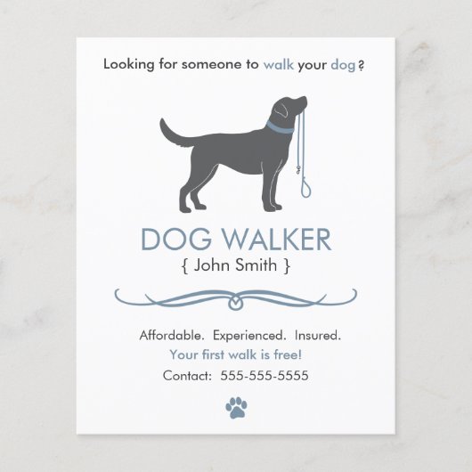 Dog Walker/Walking Business Flyer Sjabloon Small (Voorkant)
