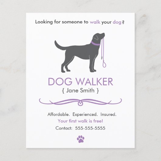 Dog Walker/Walking Business Flyer Sjabloon Small (Voorkant)