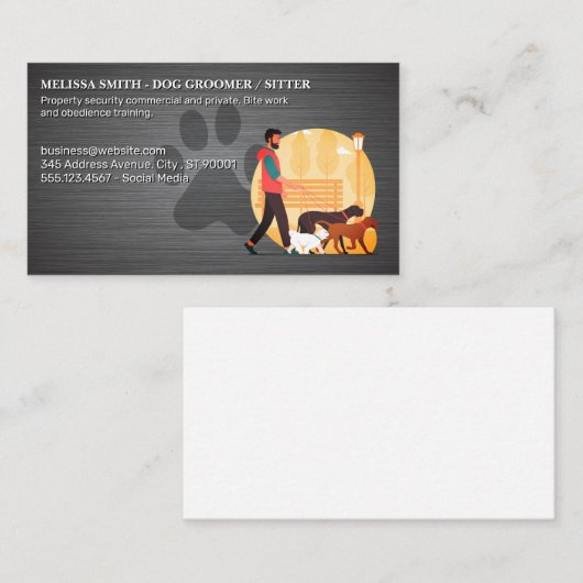 Dog Walker Walking Dogs | dierenverzorging Visitekaartje (Voorkant / Achterkant)