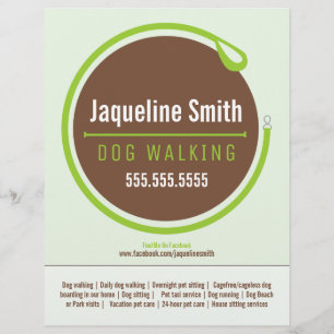 Dog Walker Walking Leash Loop Green Promotion Flyer