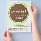 Dog Walker Walking Leash Loop Green Promotion Flyer (Hand)