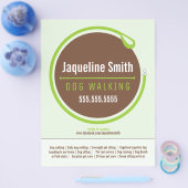 Dog Walker Walking Leash Loop Green Promotion Flyer (Enkel)