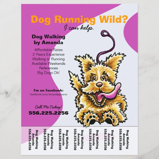Dog Walker Walking Leashed Terrier Tear Sheet Flyer (Voorkant)