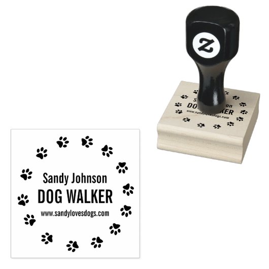 Dog Walker Walking Pet Business Gepersonaliseerd S Rubberstempel (Gestempeld)