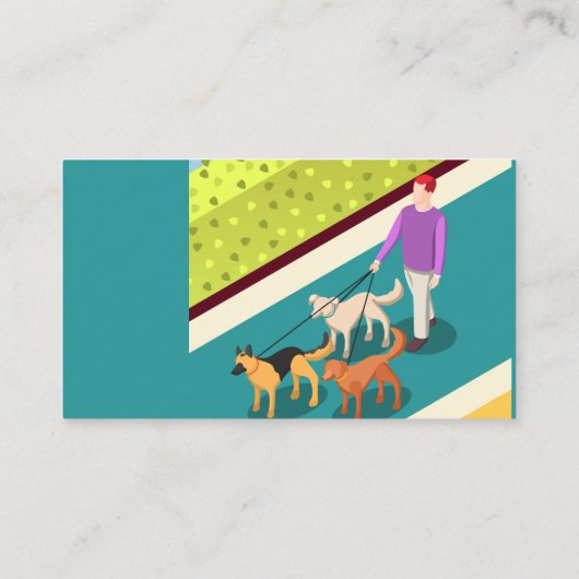 Dog Walker Walking Pet Services Visitekaartje (Achterkant)