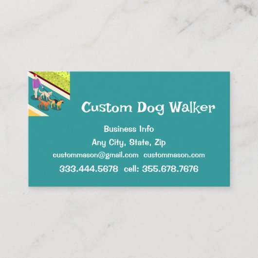 Dog Walker Walking Pet Services Visitekaartje (Voorkant)