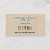 Dog Walker Walking Pet Sitting Services Business Visitekaartje (Achterkant)