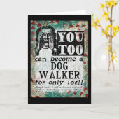 Dog Walker Wenskaart - Funny  Retro Kaart (Gele Bloem)
