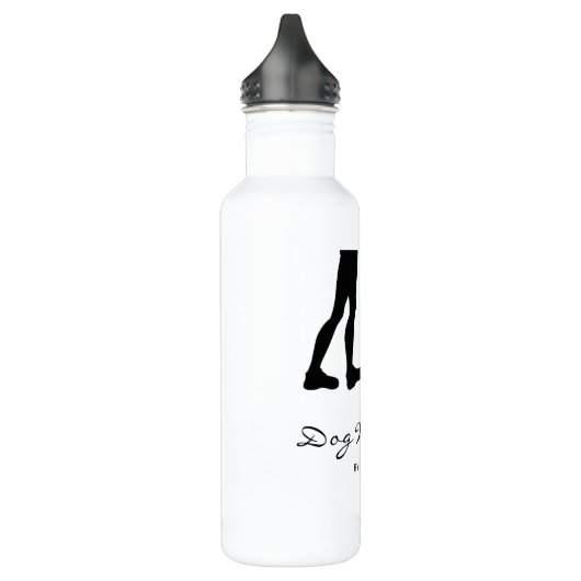 Dog Walker Woman & Dog - Black Silhouette & Text Waterfles (Links)