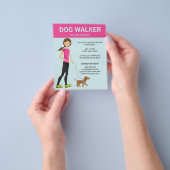 Dog Walker Woman met een bruine hond-illustratie Flyer (Hand)