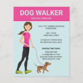 Dog Walker Woman met een bruine hond-illustratie Flyer (Voorkant)