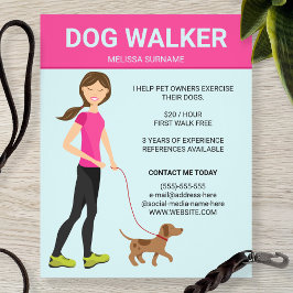 Dog Walker Woman met een bruine hond-illustratie Flyer