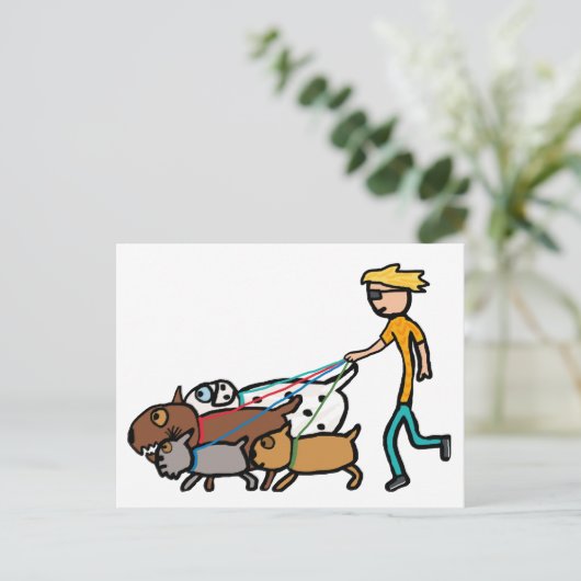 Dog Walking Briefkaart (Staand voorkant)
