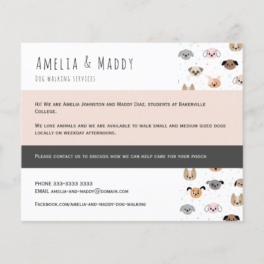 Dog Walking Business - Jonge Ondernemer Flyer (Voorkant)