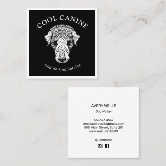 Dog Walking Cool Zwart Wit Visitekaartje (Voorkant / Achterkant)