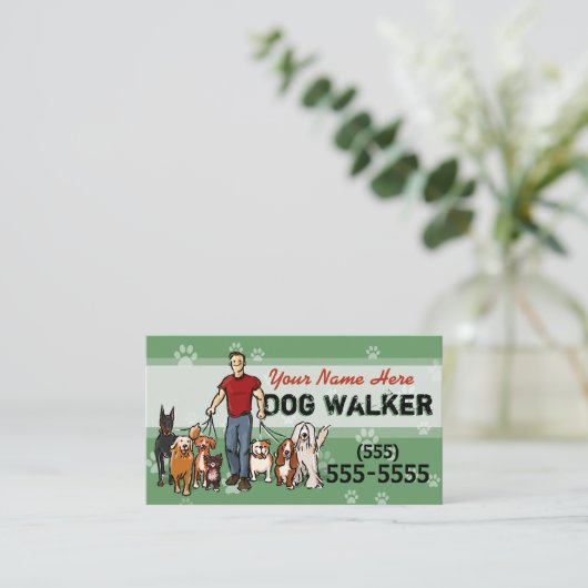 Dog Walking Dog Walker Training MALE Aangepaste Pr Visitekaartje (Staand voorkant)