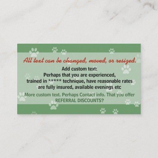 Dog Walking Dog Walker Training MALE Aangepaste Pr Visitekaartje (Achterkant)