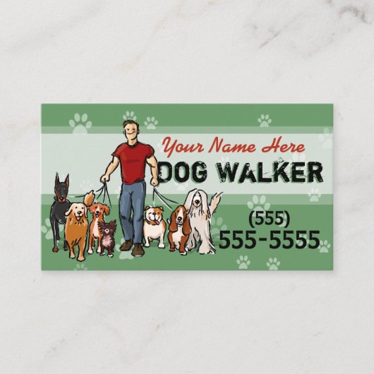 Dog Walking Dog Walker Training MALE Aangepaste Pr Visitekaartje (Voorkant)