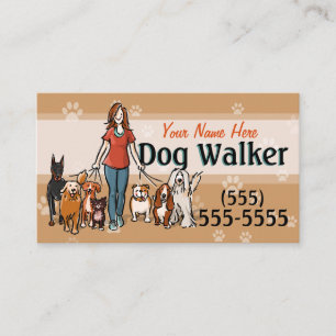 Dog Walking Dog Walker Training Vrouw Promo Card Visitekaartje