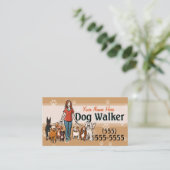 Dog Walking Dog Walker Training Vrouw Promo Card Visitekaartje (Staand voorkant)