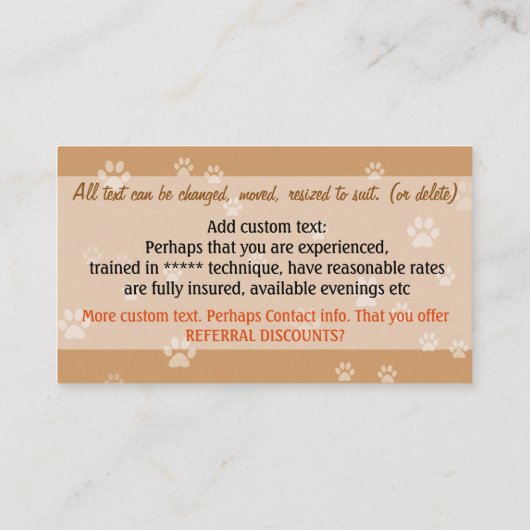 Dog Walking Dog Walker Training Vrouw Promo Card Visitekaartje (Achterkant)