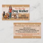 Dog Walking Dog Walker Training Vrouw Promo Card Visitekaartje (Voorkant / Achterkant)