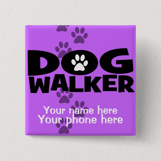 Dog Walking en Dog Walker promotie! Vierkante Button 5,1 Cm (Voorkant)