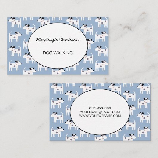 Dog Walking Jack Russell Terrier Blue Visitekaartje (Voorkant / Achterkant)