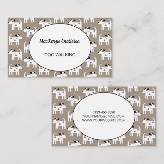 Dog Walking Jack Russell Terrier Brown Paper Visitekaartje (Voorkant / Achterkant)