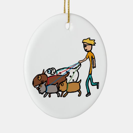 Dog Walking Keramisch Ornament (Rechts)