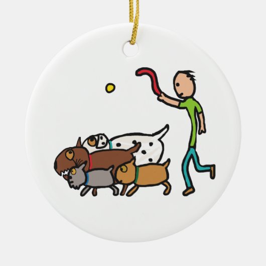 Dog Walking Keramisch Ornament (Voorkant)