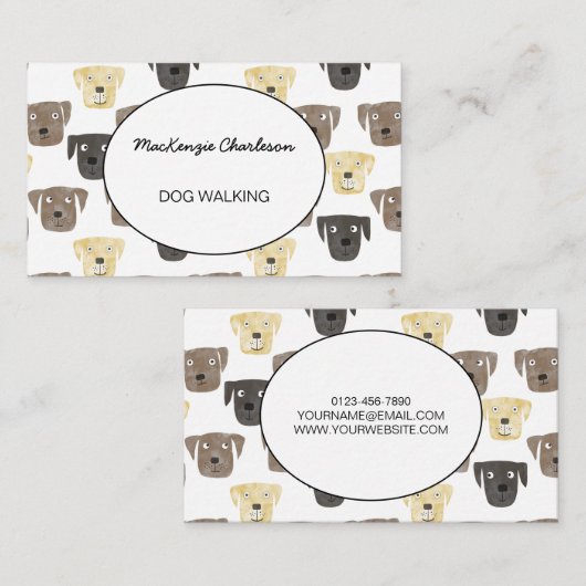 Dog Walking Labrador Retriever Dog Visitekaartje (Voorkant / Achterkant)