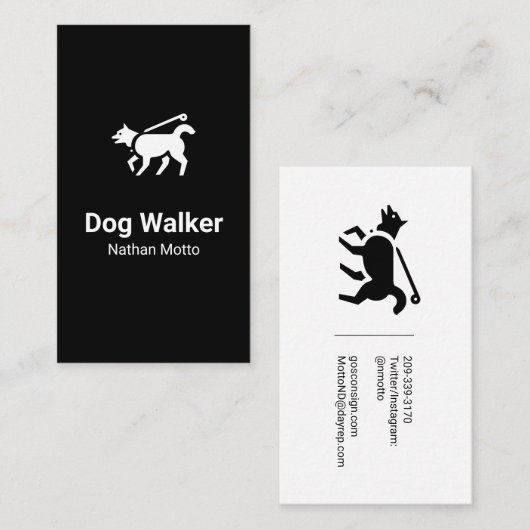 Dog Walking Logo Visitekaartjes (Voorkant / Achterkant)