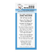 Dog Walking & Pet Sitting Blue & White Rack Card Reclamekaart (Achterkant)