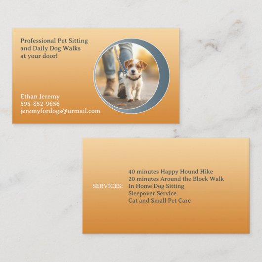 Dog Walking Pet Sitting Boarding Visitekaartje (Voorkant / Achterkant)
