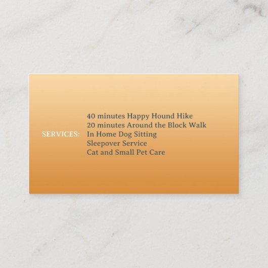 Dog Walking Pet Sitting Boarding Visitekaartje (Achterkant)